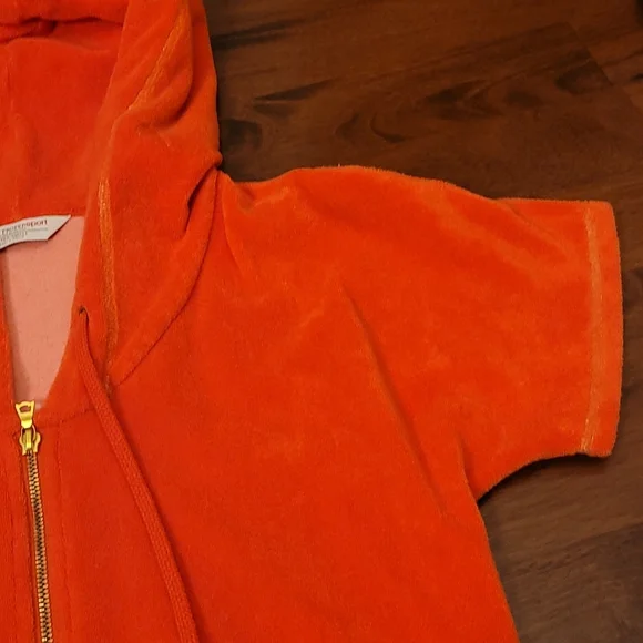 Boston Proper short sleeve hooded sport jacket. Size XS,  Coral (orange tint) - Picture 6 of 9